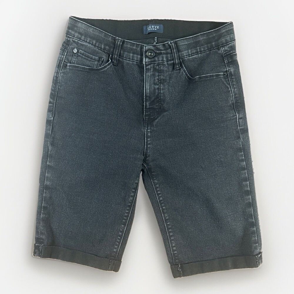 Women’s Curve Appeal Black Jean Denim Bermuda Shorts Size 8 /29